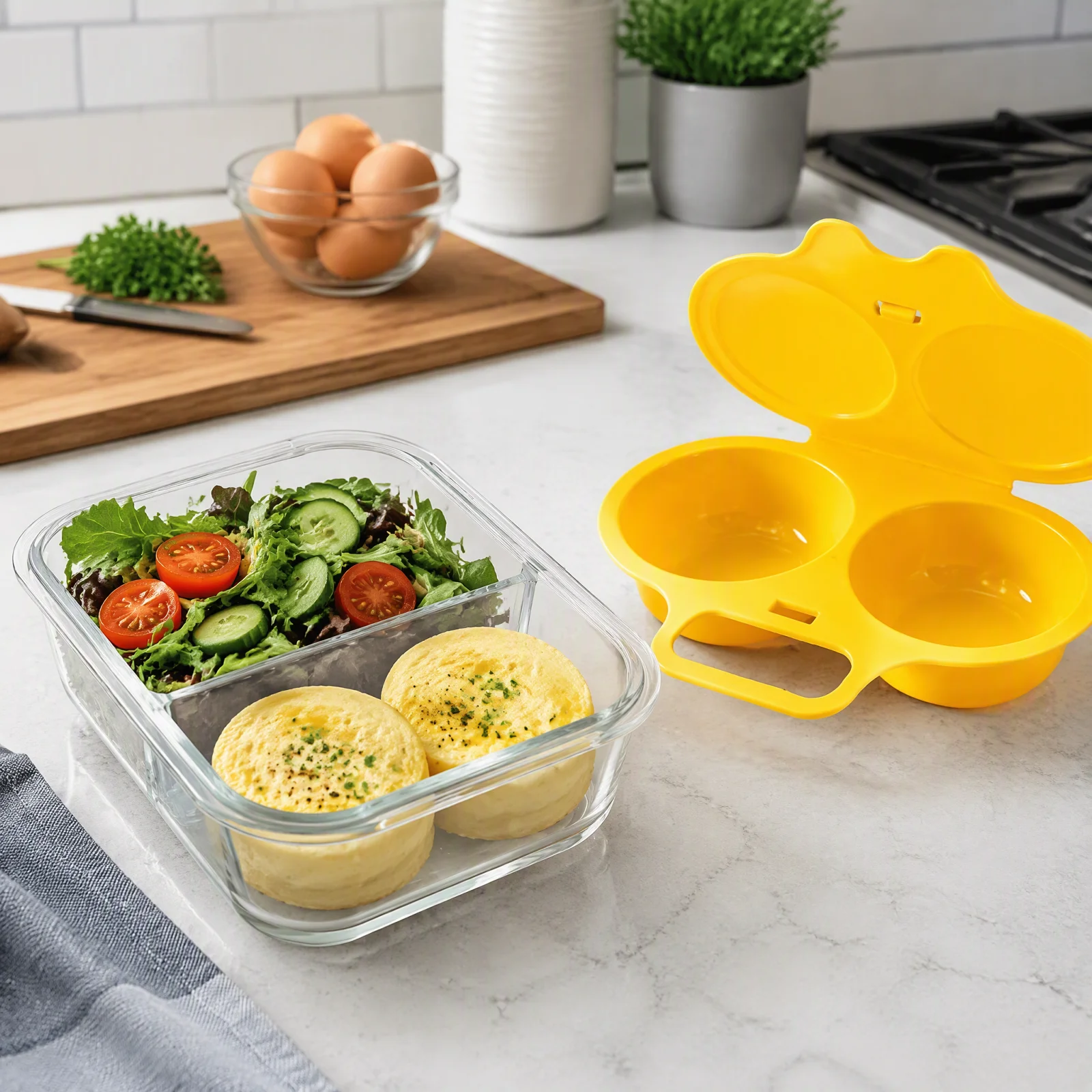 1-3Pcs Plastic Microwave Egg Cooker Non-Stick Food Grades Dual-Cavity Microwave Egg Poacher With Lid Reusable Oil-Free Eggs Tool