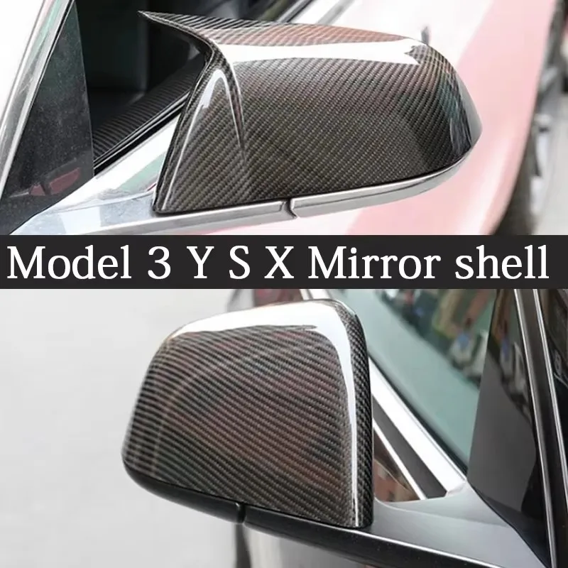 

For Tesla Model Y S 3 X Carbon fiber Mirror shell Rear View Carbon Mirror Case Cover Glossy Diverse styles Upgrade body kit