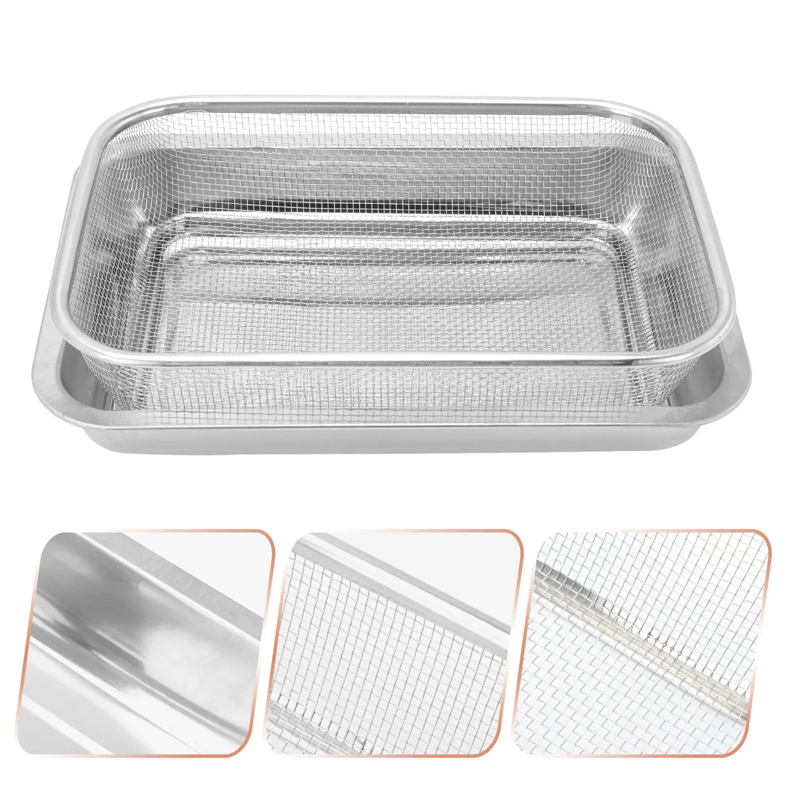 1Set Stainless Steel Baking Sheet with Cooling Rack Heavy Duty Dishwasher Safe Oil Drain Tool for Cookies Cakes Pastries Baking