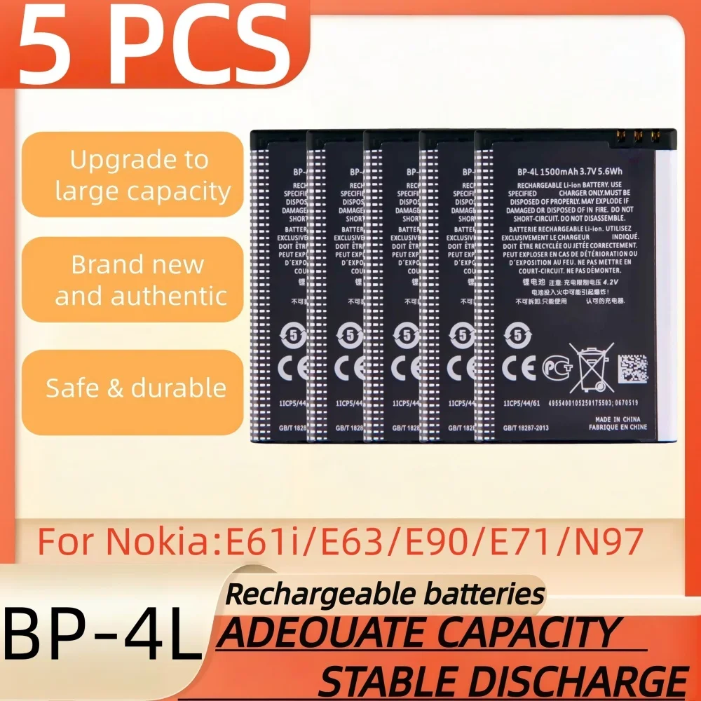 1-10PCS 3.7V, BP-4L Rechargeable Battery Suitable for Nokia E61i/E63/E90/E71 with High Capacity and Long-Lasting Battery Life