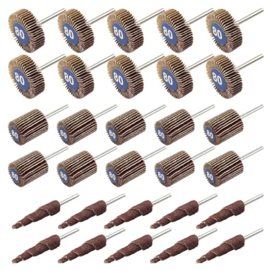 

30 Pcs Flap Wheel Sander for Dremel 80 Grit Flap Sanding Wheel Rotary Tool Accessories Kit for Removing Rust and Polishing 1/8-