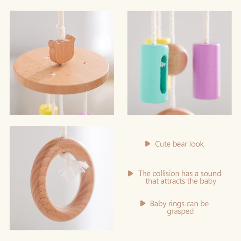 Baby Rattle Toy 0-12 Months Wooden Mobile On The Bed Beech Wind Chime Style Bed Bell For Baby Holder Bracket Infant Crib Boy Toy