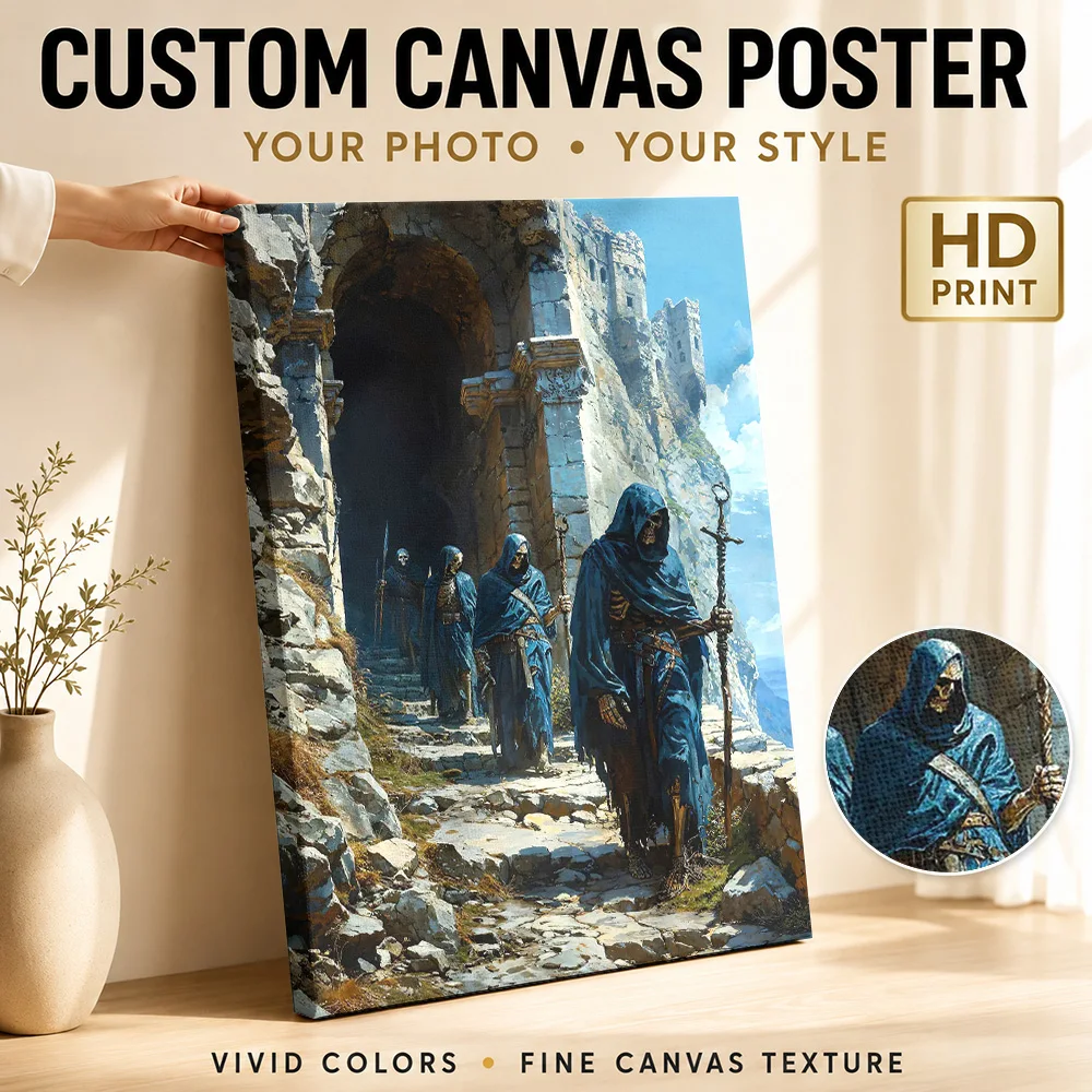 Stronghold of the Undead Framed Canvas Poster Personalized Photo Gothic Horror Wall Paintings Decoration for Bedroom Man Cave