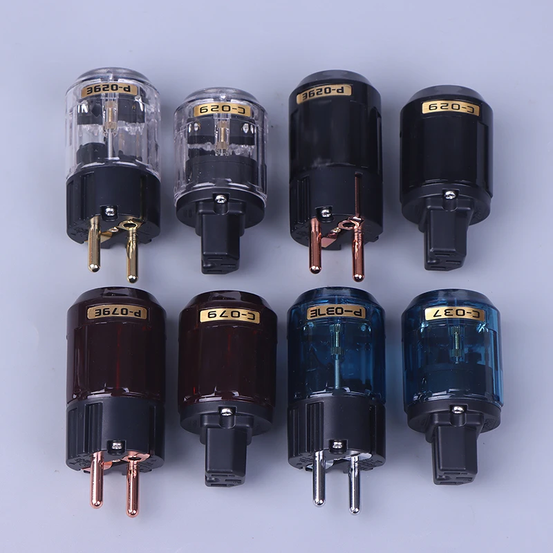 1 paar Hifi Rhodiniert EU Schuko Stecker IEC Buchse Für Hifi Power Kabel EU Stecker Lautsprecher Power Kabel Stecker