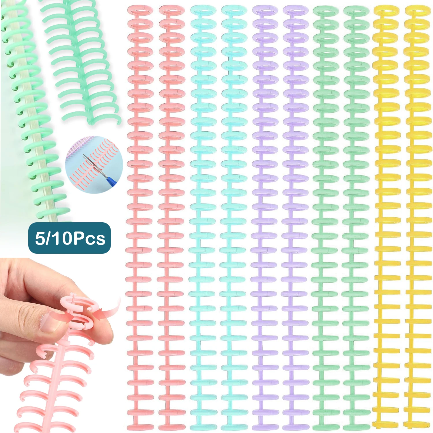 5/10Pcs Comb Binding Spines 30 Ring Plastic Binder Combs and Spines Binding Easy Edit Spines for Document Notebook File Making