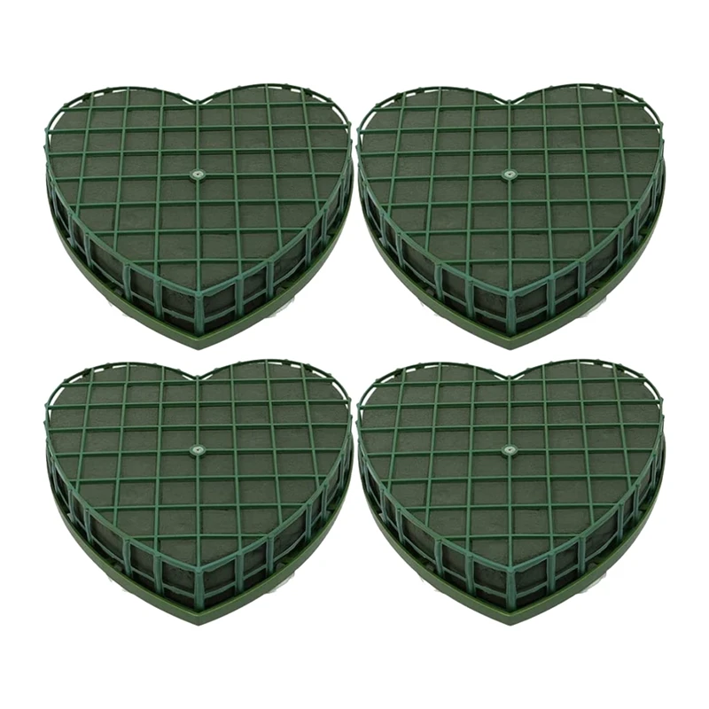 4 Pcs Foam Blocks Floral Foam Blocks Green Flower Clay Heart Shaped Floral Bricks Artificial Floral Mud With Suction Cup