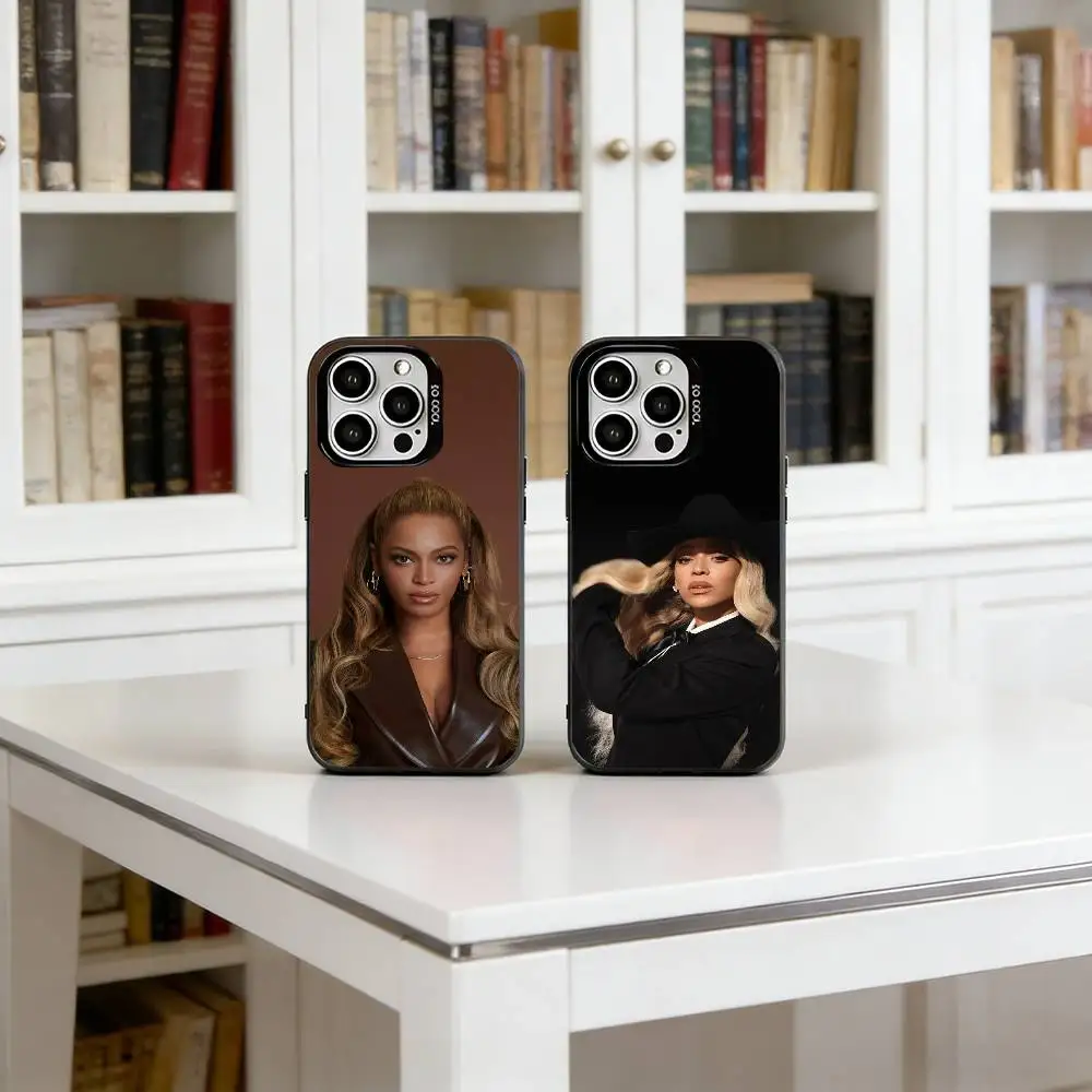 Singer B-BeyoncE Phone Case For iPhone 17,16,15,14,13,12,11 Plus,Pro Max,XS,Colorful Silver Black Cover