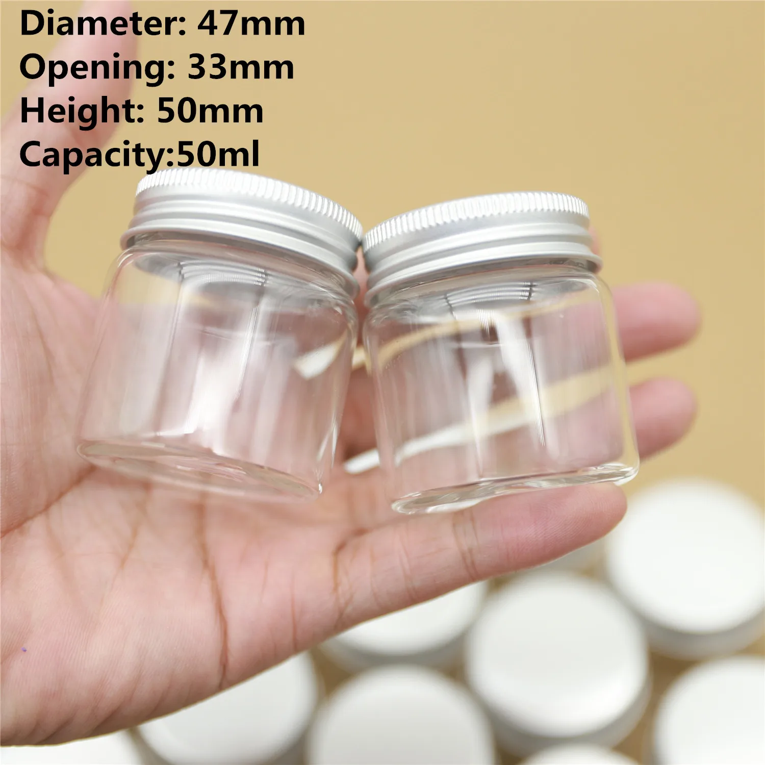 6/12/24 pcs/lot Glass tube 50ml Spice Glass Bottle Silver Screw Cap Tiny Jars Vials DIY Craft Transparent jars mini bottles