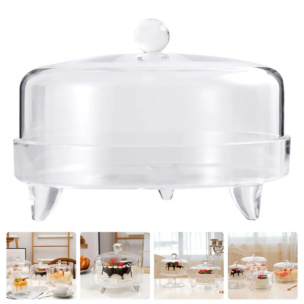 1Set Transparent Acrylic Cake Cover Food Protector Dustproof Insect Proof Heat Retaining Freshness Keeper for Dessert Vegetable