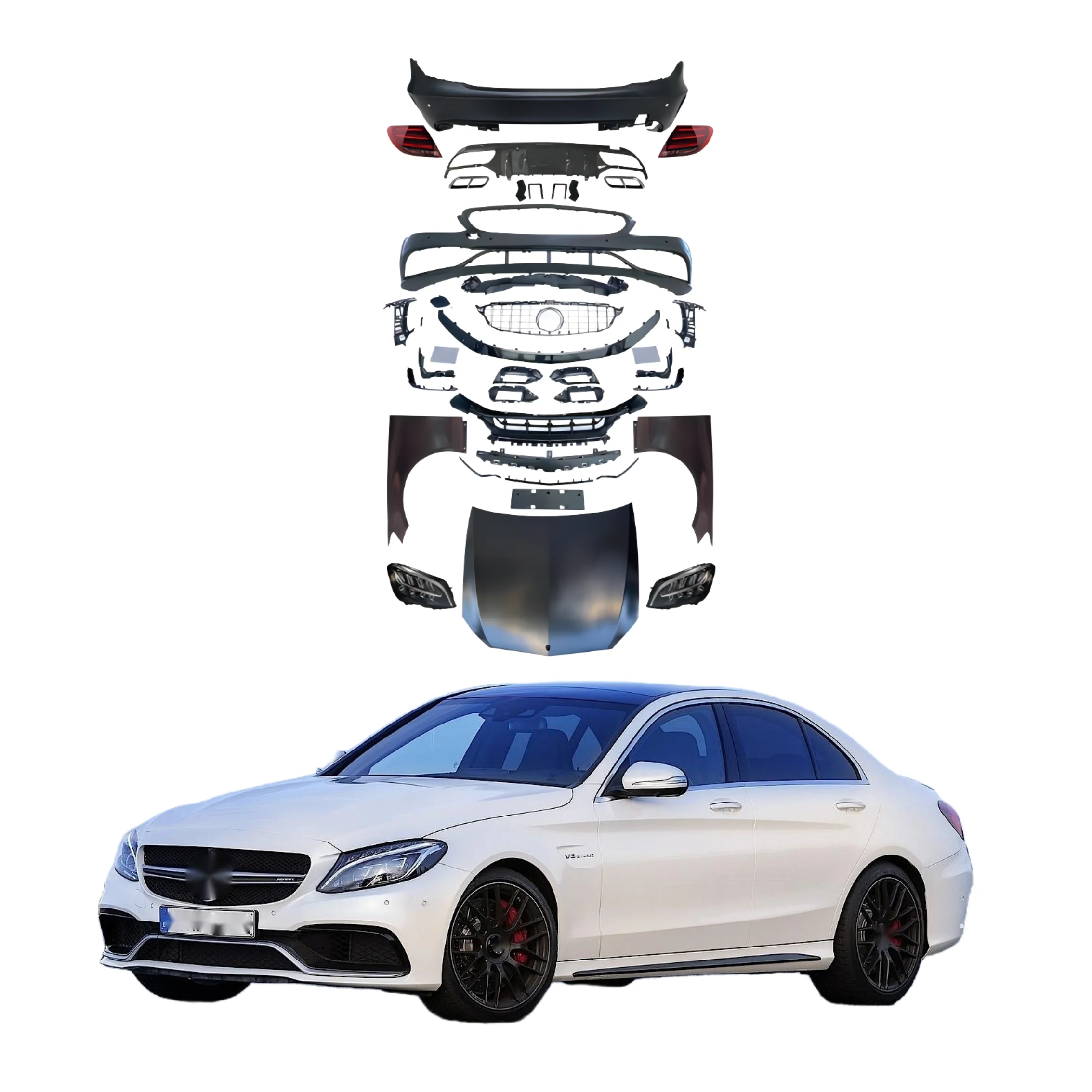 Factory High Quality for  2007-2014 C Class W204 Upgrade W205 AMG Style C63 Bodykit bumper car accessories