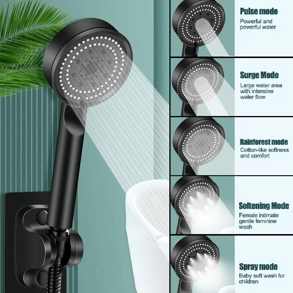 Multi-function Bathroom Accessories 5 Modes Water Saving Sprayer Shower Head High Pressure Showerhead Bathroom Shower