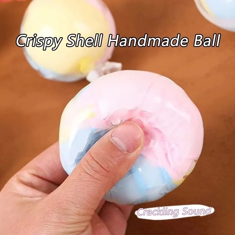 Chocolate Macaron Crispy Squishy Ball Crispy Outer Squeeze Crunch Sound Stress Relief Fidget Sensory Toy for Adults Calming Gift