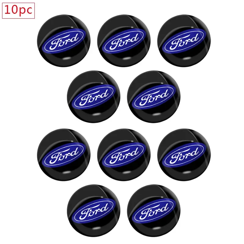 10Pcs 15mm Car Logo Stickers For Ford Focus MK6 Mondeo MK4 C-max Fiesta mk5 2007 2008 2009 2010 ranger fusion Auto Accessories