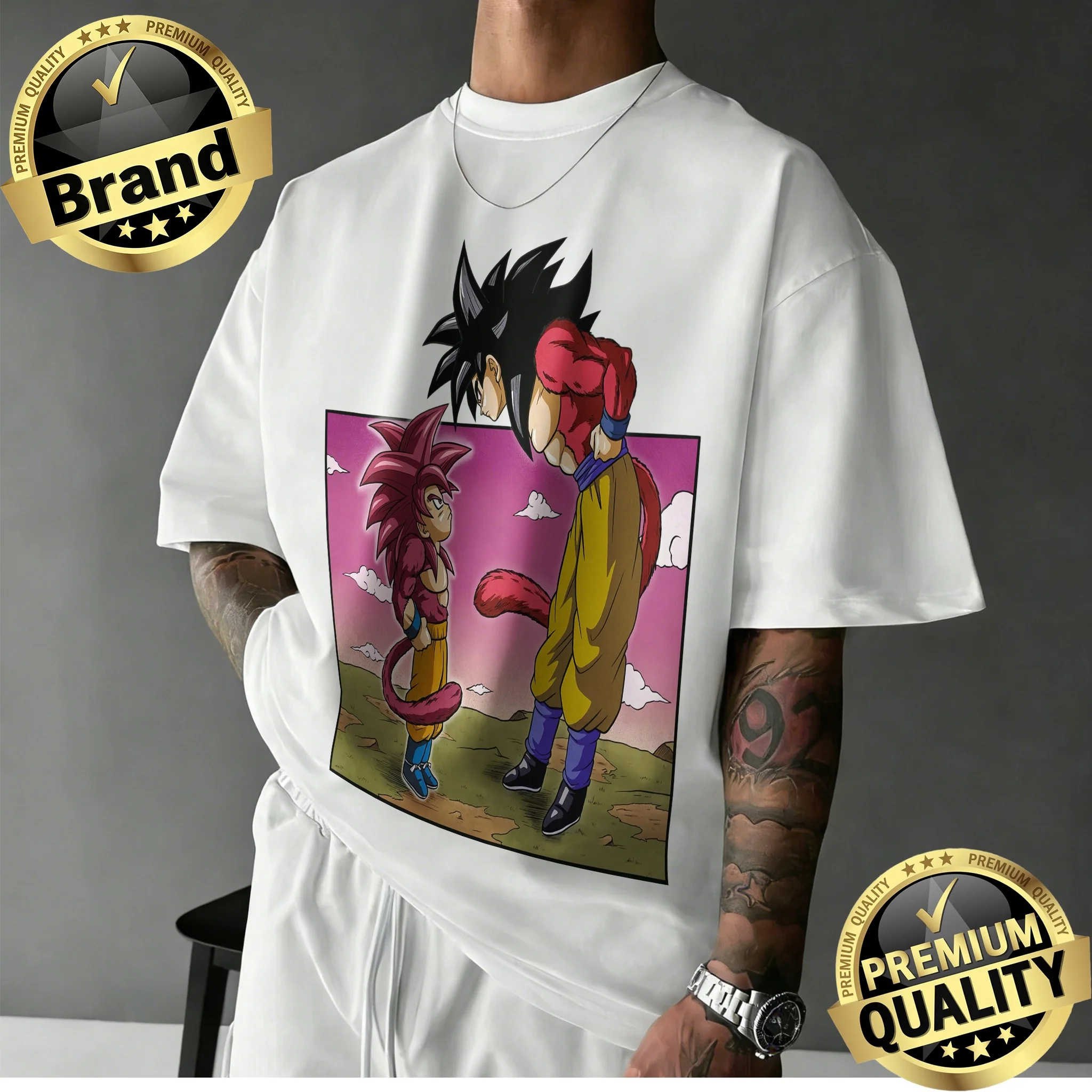 

2026 Summer Classic Dragon Ball T-Shirt 100% Cotton Oversized Super Saiyan 4 Goku Print Retro Casual Loose Fit Unisex T-shirt