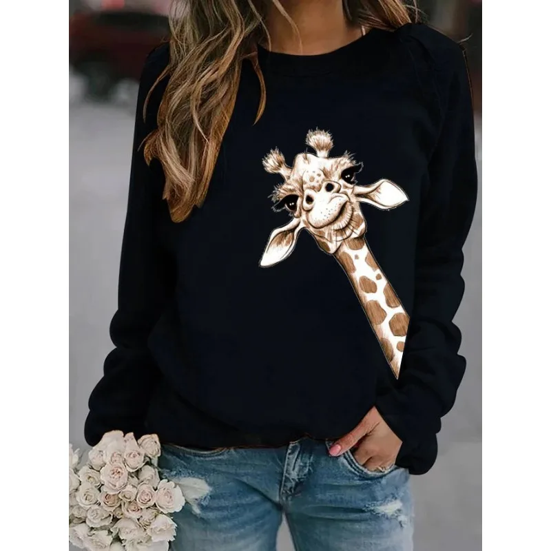 New Giraffe Print Crewneck Hoodie for Men and Women Sweatshirt  Aesthetic  Clothes  Streetwear Women