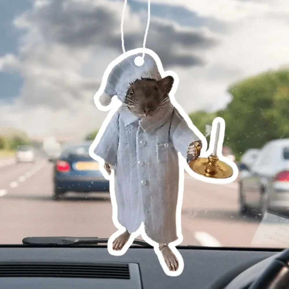 Candle-Holding Pajama Mouse Car Scent Hanger - Soft Healing Design, Mirror Vent Hanging, Lasting Fragrance