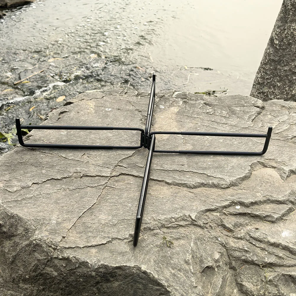 

Non-slip Bracket Camping Stand 4 Adjustable Legs 6mm Wire Diameter Immersion Plastic Coating Black For Camping