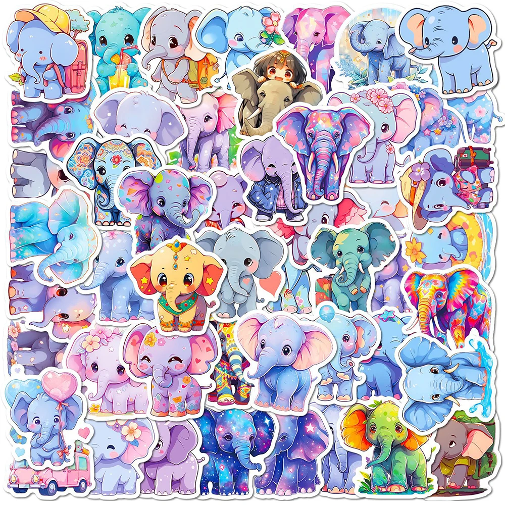 

10/30/50pcs Cartoon Kawaii Elephants Stickers Animal Graffiti Sticker Notebook Suitcase Stationery Bike Decals Fun for Kid Toy