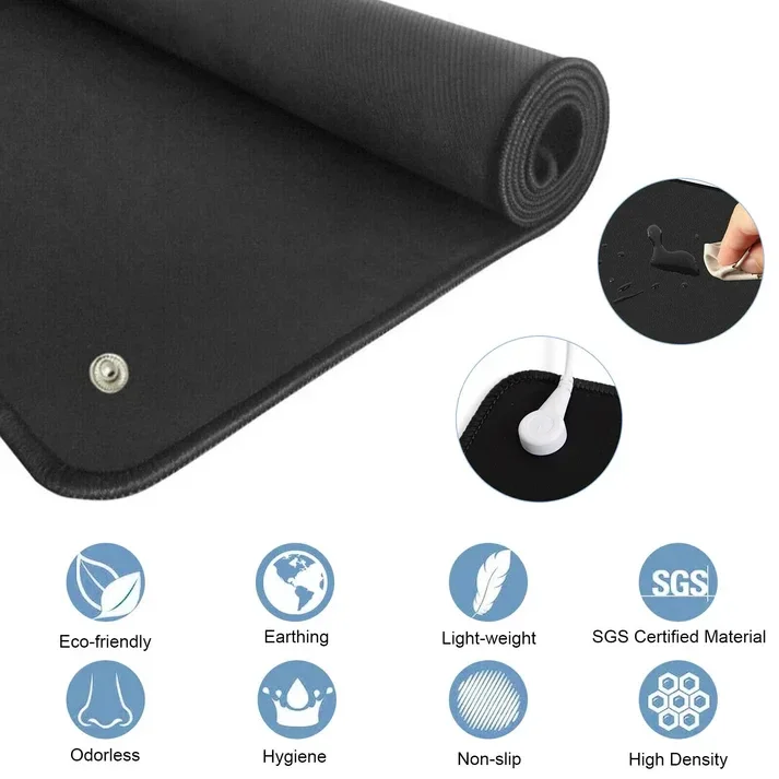 Grounding Mat for Feet 40x60cm (16"x24") - Earthing Mat with Conductive Cord to Reduce Stress, Improve Sleep & Boost Energy, Des view 3