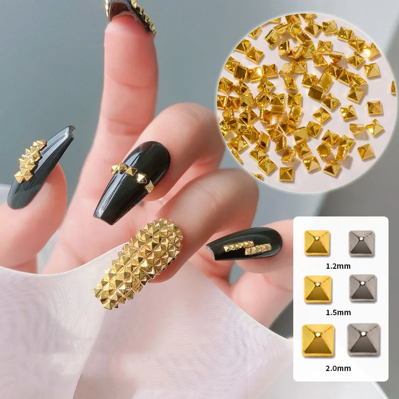 

200 Pcs/bag Nail Art Punk Style Spire Solid Metal Flat Bottom Rivet Jewelry Versatile Three-dimensional Nail Drill Accessories