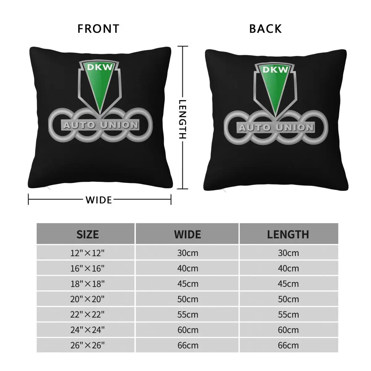 Dkw Auto Union Square Pillowcase Polyester Linen Velvet Printed Zip Decorative Pillow Case Sofa Seater Cushion Case