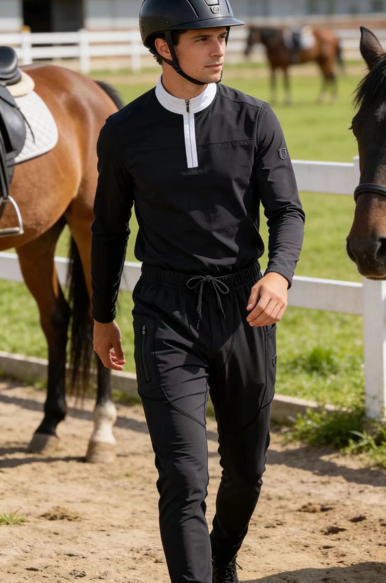 Men's equestrian pants, four-season quick-dry riding pants, full seat anti-slip men's riding pants, elastic waist slightly loose