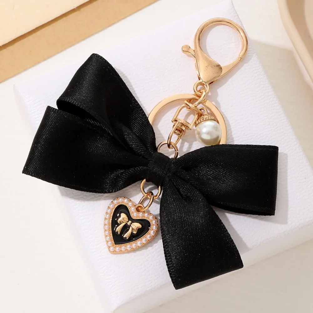 Fabric Ribbon Bow Love Heart Mobile Phone Straps Lanyard Keychain Butterfly Knot Hanging Chain Anti-Lost Keyring Backpack Charms