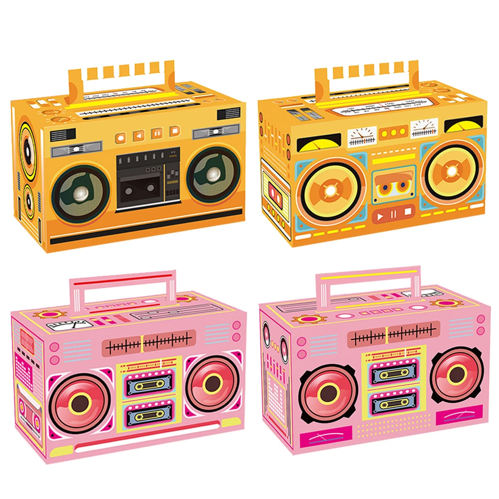 10/30/50pcs Paper Cassette Tape Buckets Candy Cookies Gifts Boxes 80s 90s Retro Disco Music Party Hip Hop Party Decor Supplies