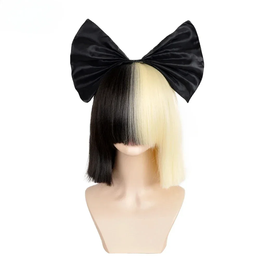 

Fashion Short Women Straight SIA Cosplay Black Blonde Bob Wigs Adult Synthetic Heat Resistant Hair Halloween Accessories Props