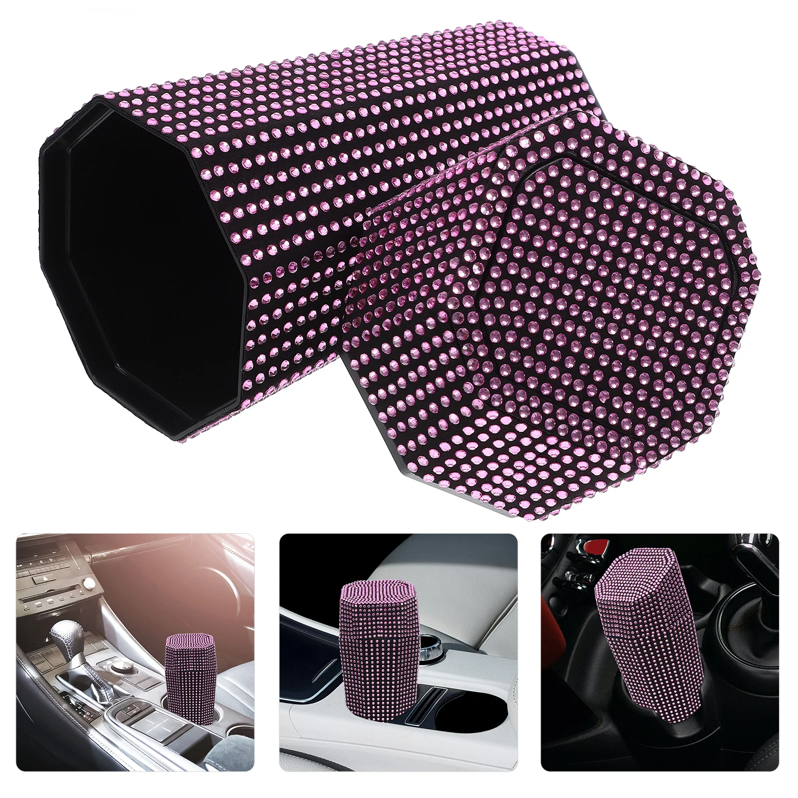 

Car Trash Can Small Garbage for Cup Holder with Cover Women Rhinestones Bling Miss