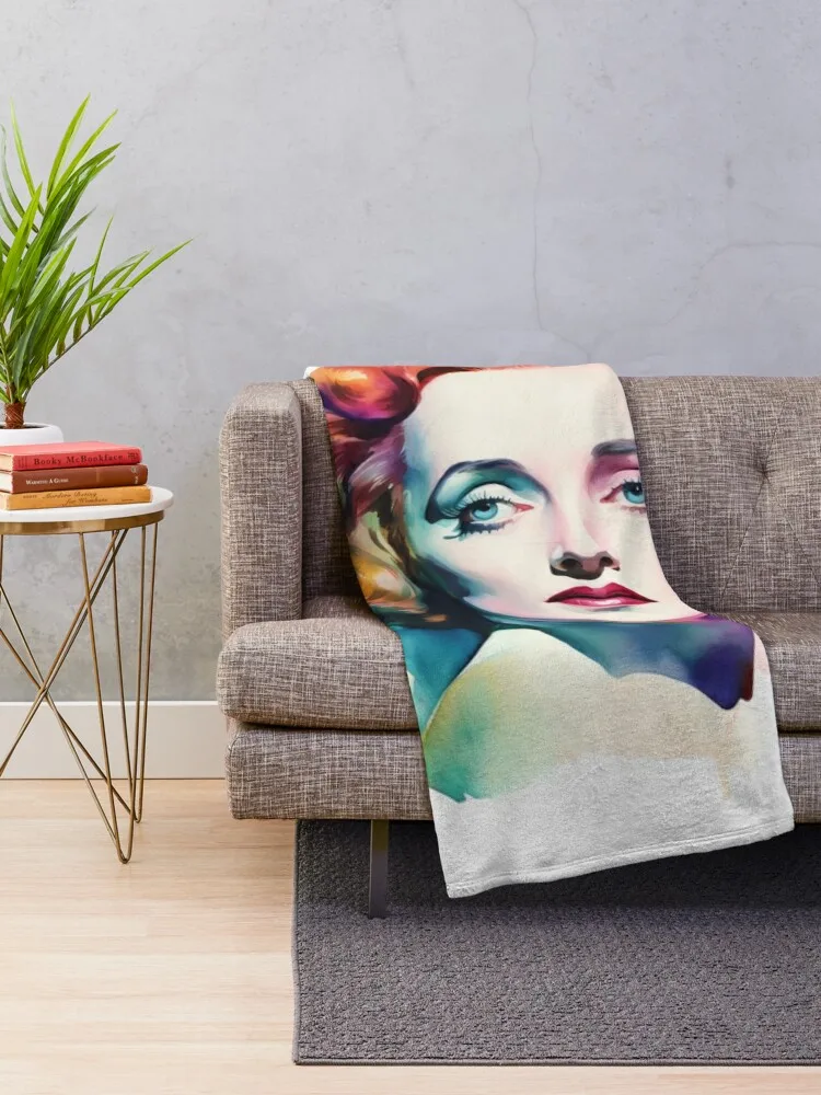 Bette Davis - The Trailblazer - Watercolor Portrait - Digital Art Throw Blanket