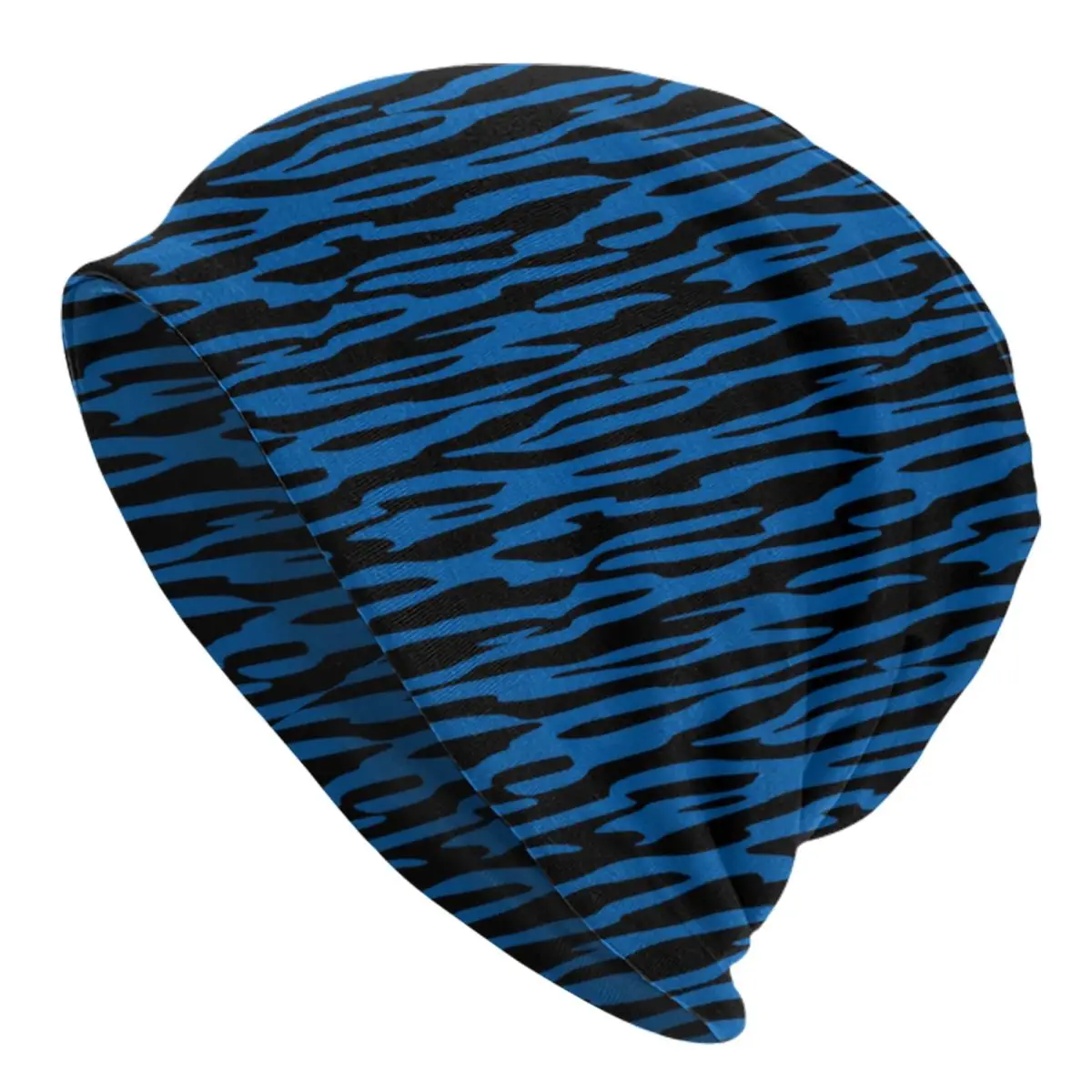 Crazy Zebra Beanie Hats Blue And Black Stripes Cute Caps Unisex Outdoor Skullies Beanies Spring Graphic Warm Soft Beanie Hats