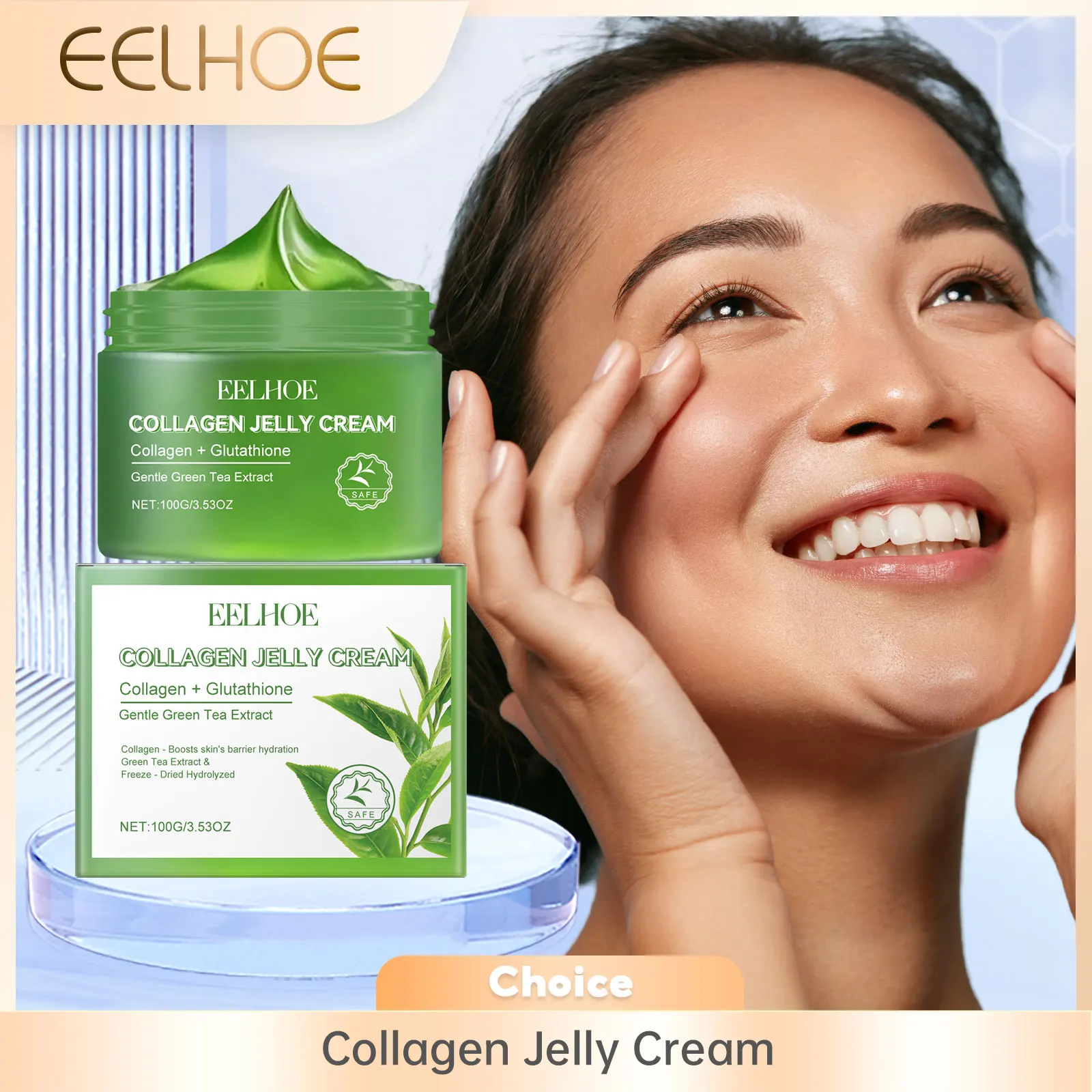 

Organic Collagen Jelly Cream for Face Nourishing Soothing Skin Elasticity Oil Control Minimize Pores Fade Fine Lines Facec Cream