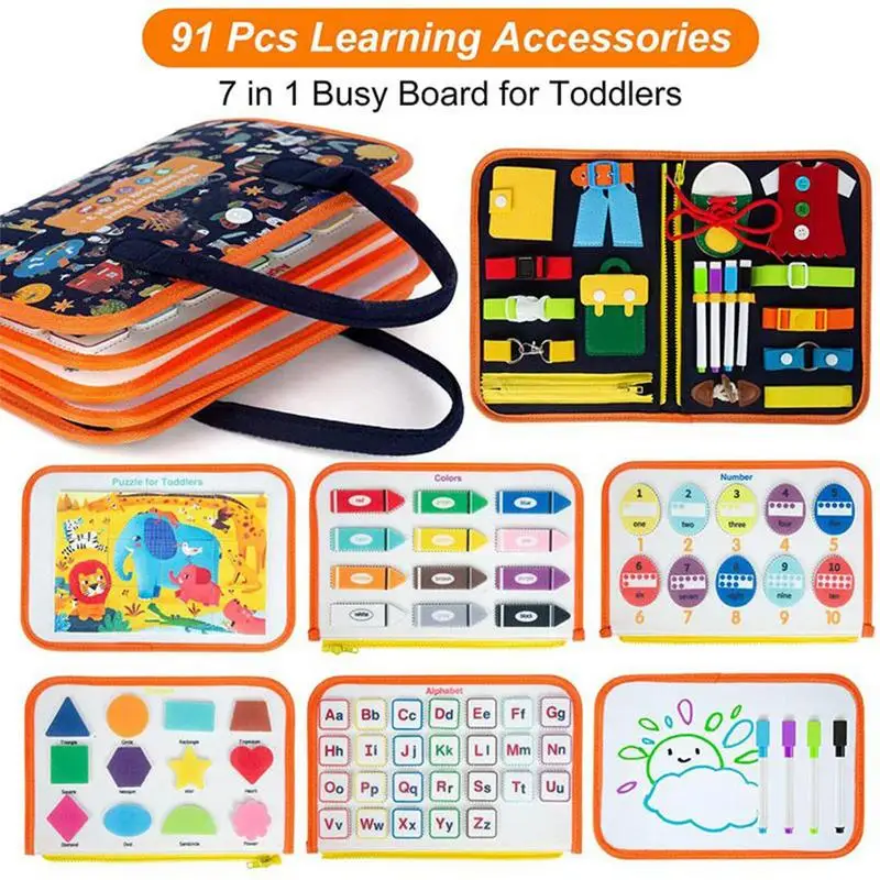 Kids BusyBoard Buckle 1-5 Years Old Zip Button Lace Up Tool Toy Montessori Early Education Dress Aids Preschool Toys For Kids