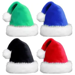 2024 High Quality Christmas Xmas Soft Hat Santa Claus Colored Short Plush Noel Hat Merry Christma Decor Gift Happy New Year