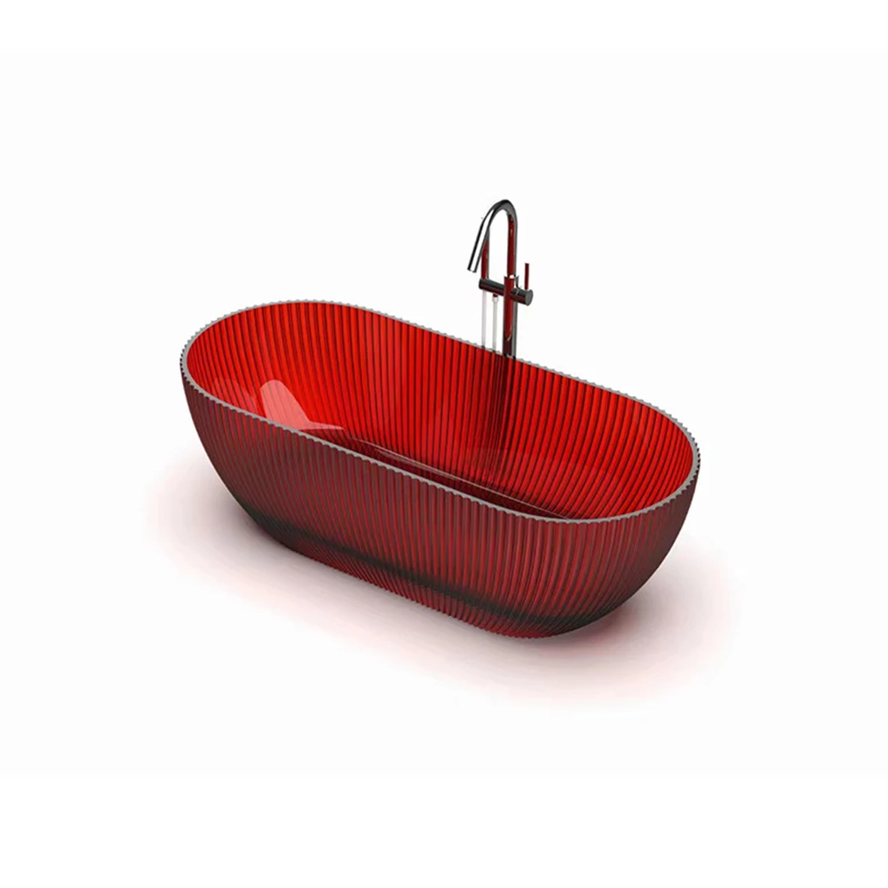 1700x850x550mm Resin Acrylic Oval Colored Tub Colourful Slot Freestanding Floor Mounted Bathtub  RS025B