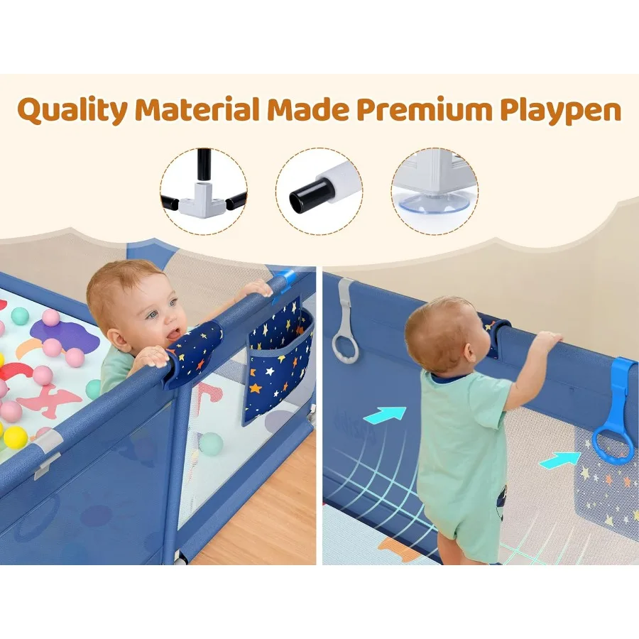 Box per bambini extra large 71 × 59 con tappetino per i più piccoli Il design in rete traspirante offre un'area di sonno sicura per giochi interni ed esterni