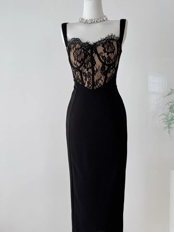 

Сексуальное кружевное облегающее платье на бретельках для женщин Pure Desire Aosphere с запахом вокруг юбки, повседневное волокно из полиэстера Dr