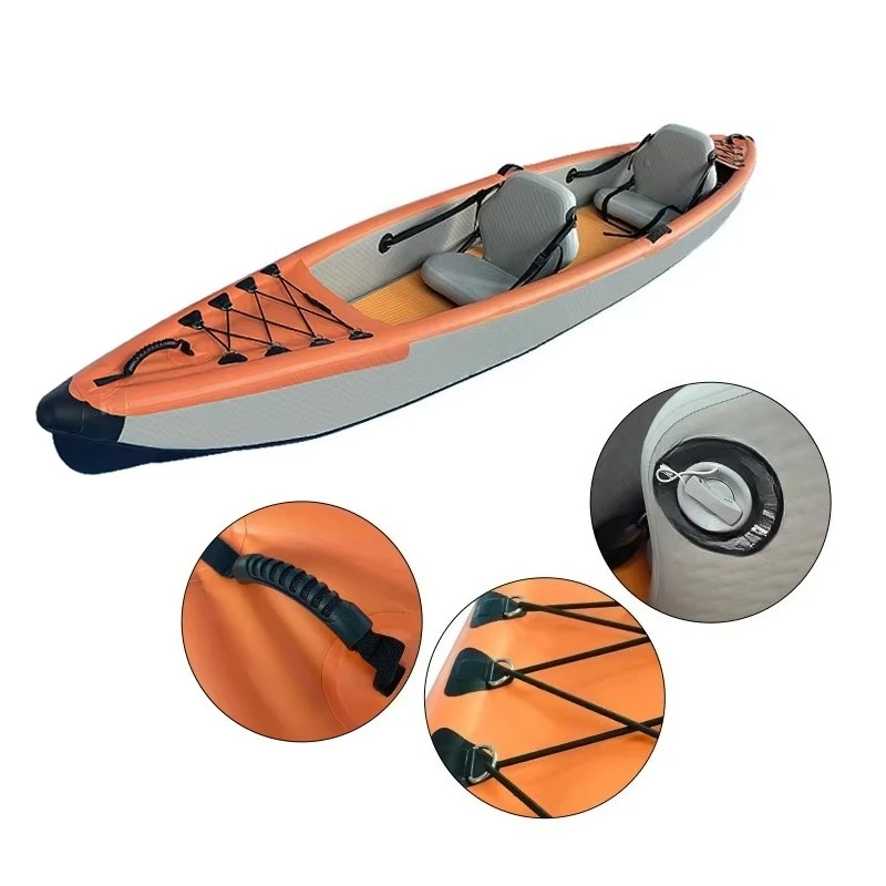 Inflatable Kayak Canoe Rowing Rowing Fishing PVC 2 Person Double Seat Removable Water Sports Ski Belt Paddle