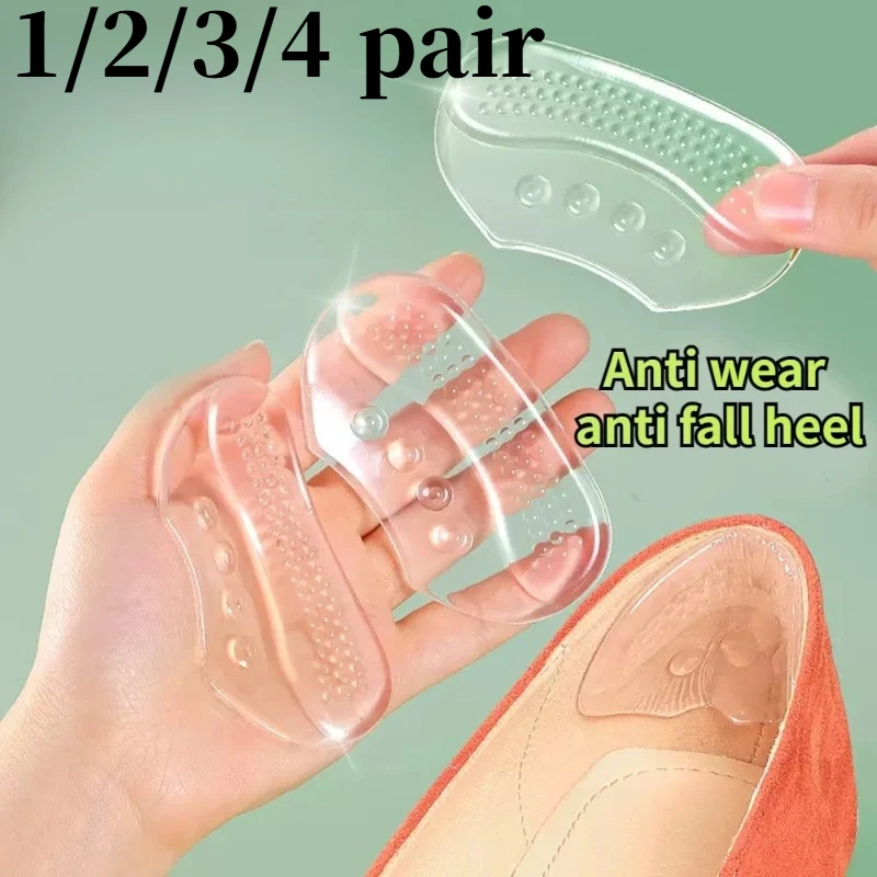 1-6 pairs of silicone insoles, women's heel mats, high heels, half insoles, anti-wear protective stickers, insoles