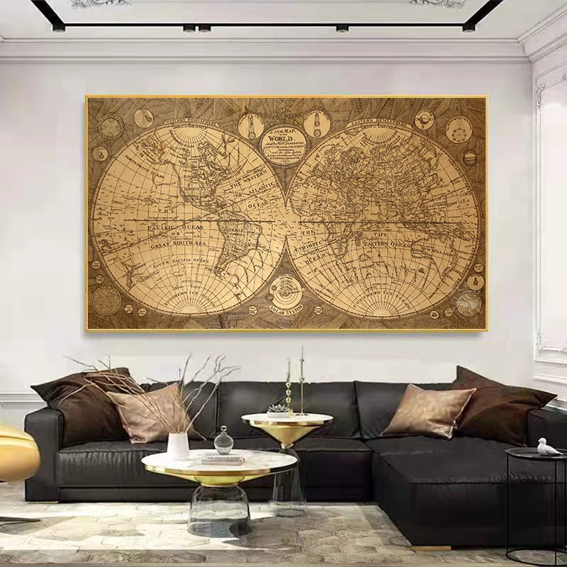 

Vintage World Map Home Decoration Art Canvas Poster Prints Canvas Paintings Wall Decor Wall Art Pictures for Living Room Decor