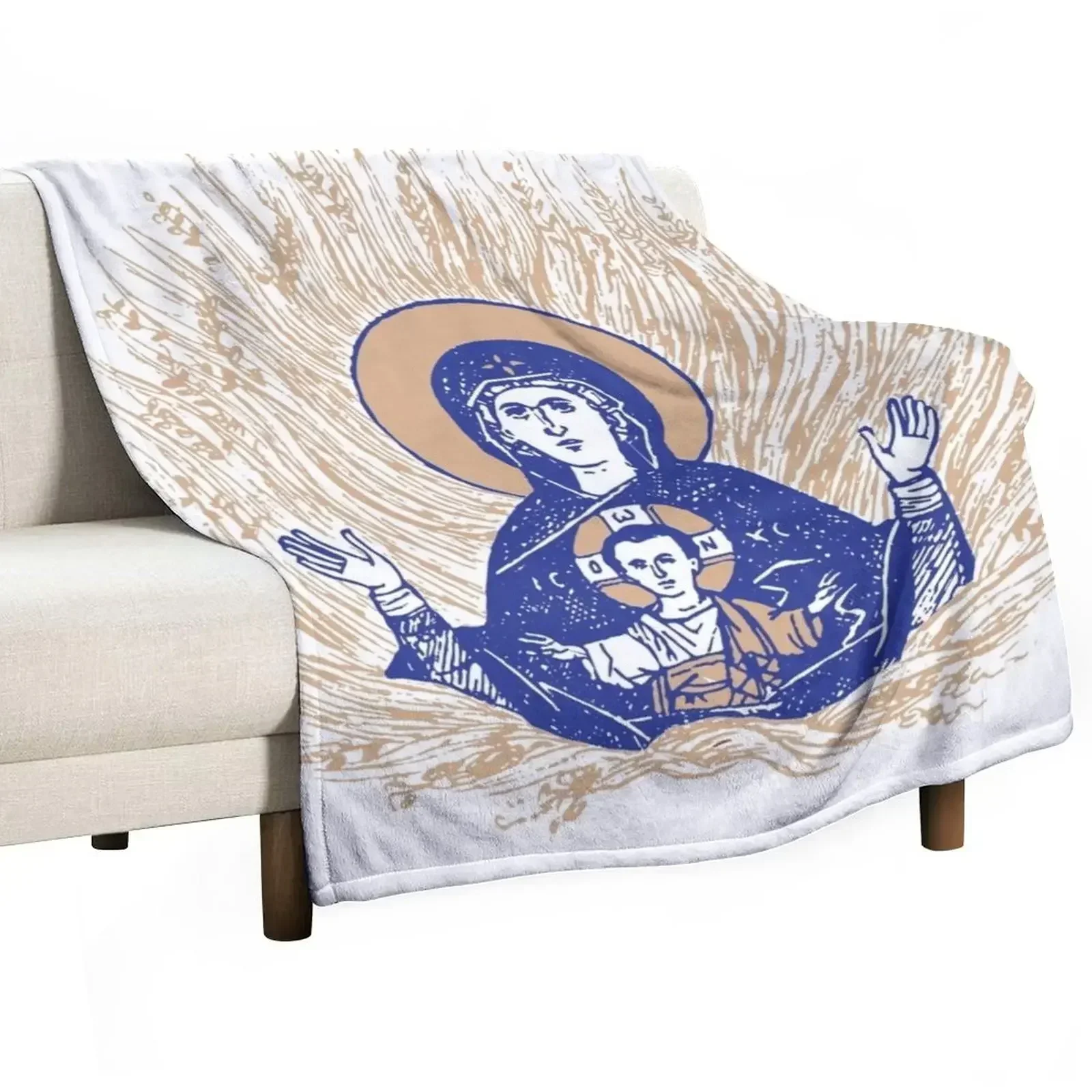 The Unburnt Bush | The Burning Bush | Divine Vision | Blue Gold Throw Blanket Decorative Beds Softest Stuffeds Blankets