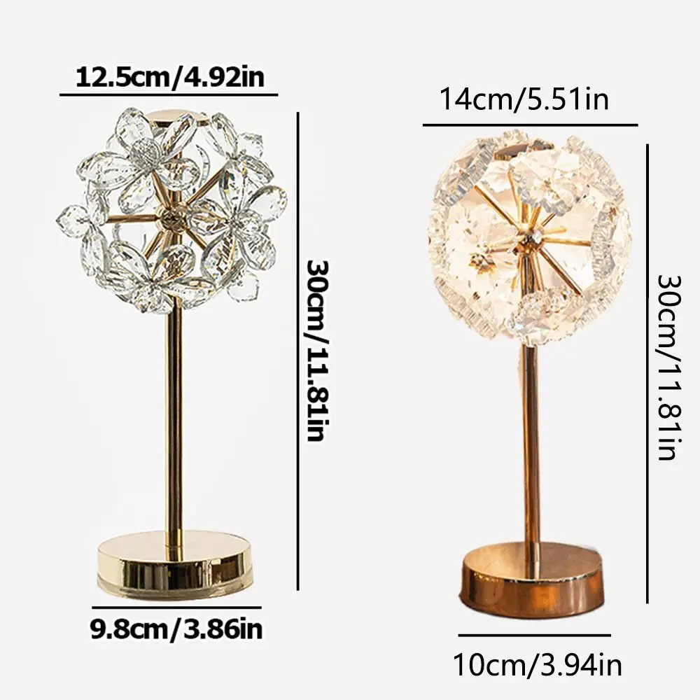 Crystal Lamp Shade Crystal Table Lamp Dimmable 3 Color Lights Decoration Desk Light Romantic Soft Lights Modern Bedside Lamp