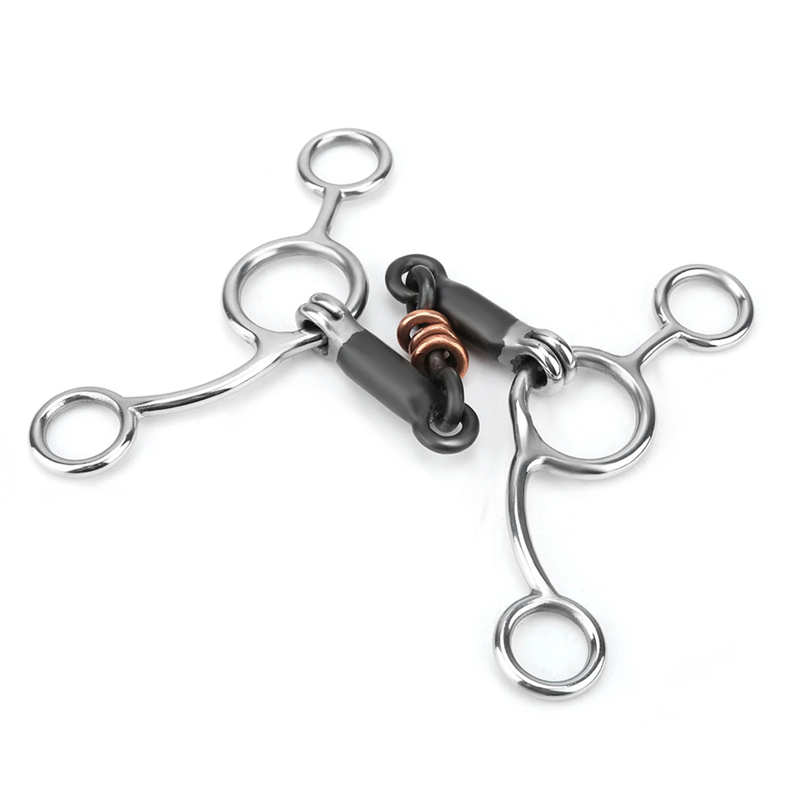 Equestrian Loose  Full Cheek Gag Gag  Snaffle Bits Horse Chew Horse Chew Stainless Steel Gag Bit With Black Steel Mouth