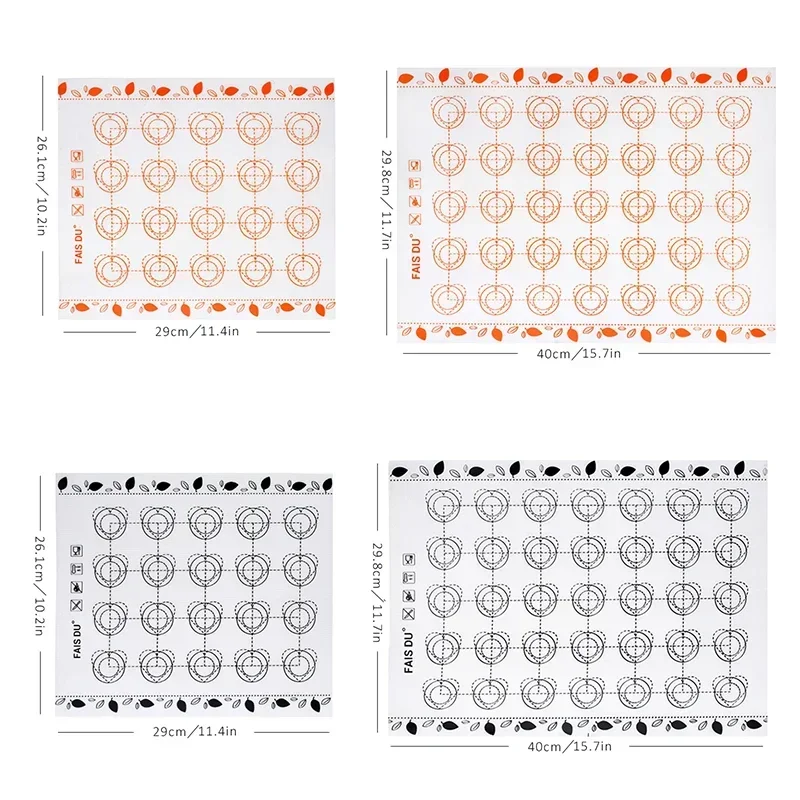 Silicone Baking Mat Non-Stick Macaron Fondant Bakeware Baking Cake Tools Rolling Dough Mats Baking Accessories Cooking Mold