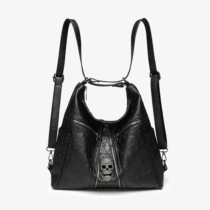 New Womens Bag Amazon Foreign Trade Single Shoulder Punk Skull Hand-held Bag Tote Bag Dark Personality Handbag