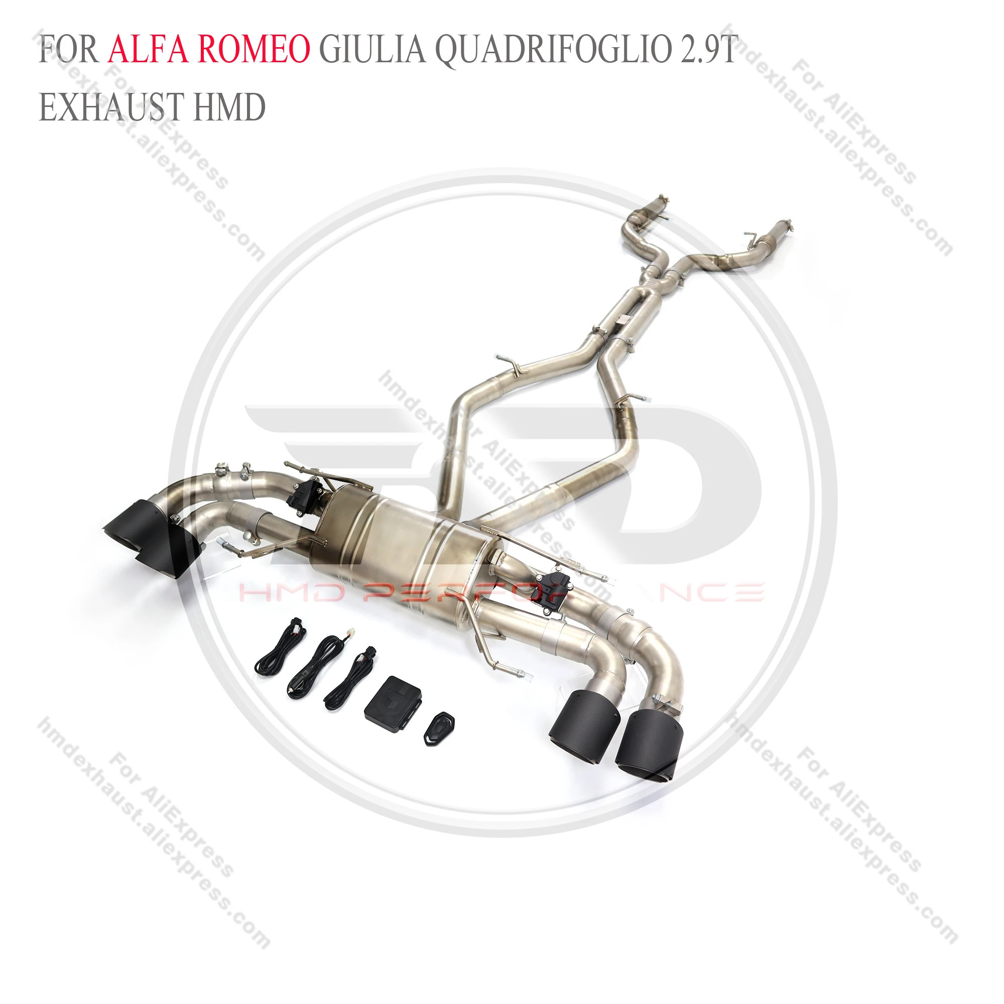 HMD Stainless Steel Exhaust System Performance Catback for Alfa Romeo Giulia Quadrifoglio 2.9T 2017+ Electronic Valve Muffler