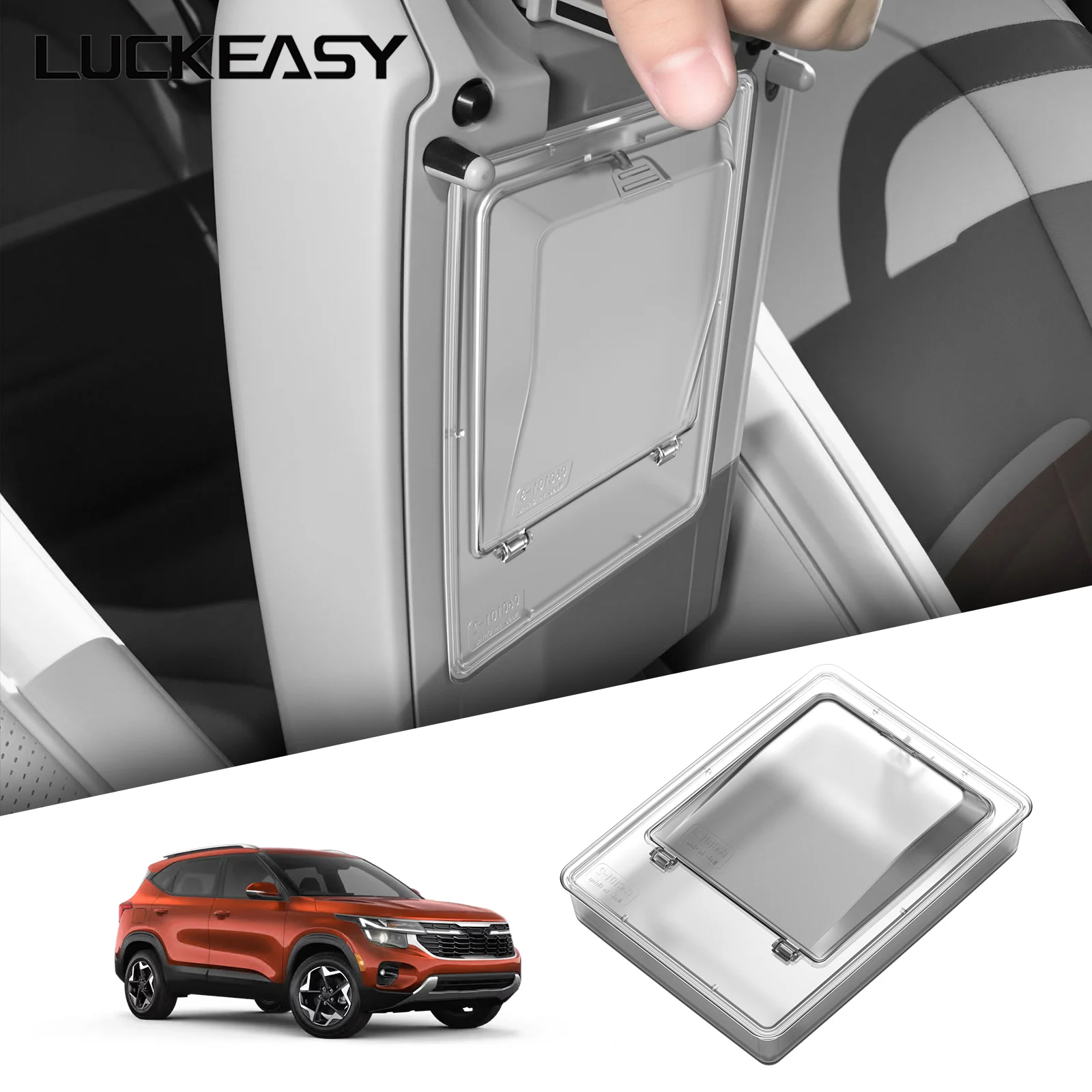 LUCKEASY for Kia Seltos 2026 Car Armrest Box Hidden Storage Box Center Console Tidying Storage Case Auto Interior Accessories