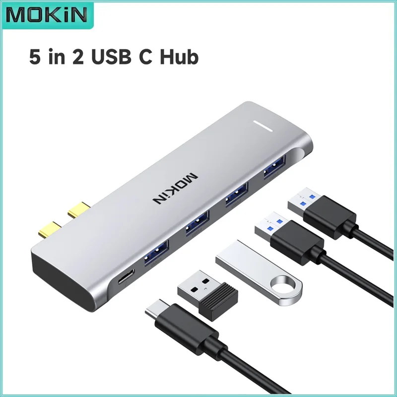 MOKiN 5 in 2 USB C HUB Type-C HDMI 4K@30Hz Thunderbolt 3 Port Adapter 3 USB 3.0 5Gbps Docking Station for MacBook Pro Air M1