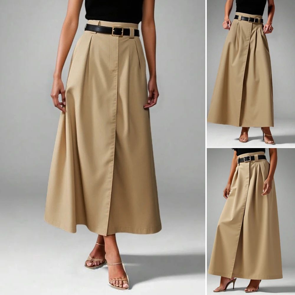 

Women's Skirts 2025 Autumn Winter Comfortable Elegant Fashion Korean Casual Plain Business Party A Line High Waist Loose Skirts